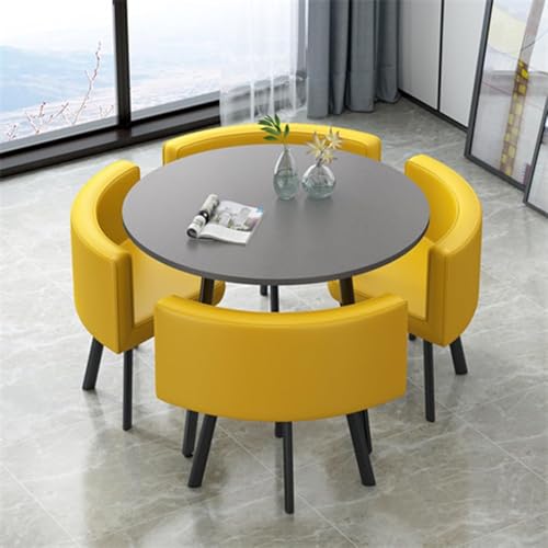 Büro Empfangsraum Club Tisch Und Stuhl Set Empfangstisch Und Stuhl Combition Verhandlungstisch Runder Konferenztisch Raum Esstisch Set Geeignet Für Lounge, Yellow von Generic