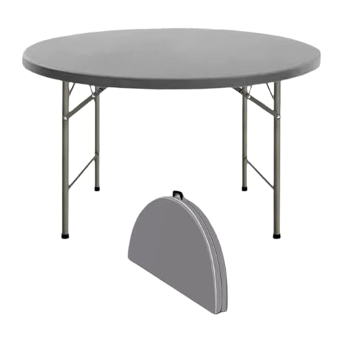 Büro Rundtisch Wasserdichter Runder Klapptisch für Drinnen und Draußen Kunststoff Gartentisch Tragbarer Runder Tisch für Party Camping Grill(Gray,135cm) von Generic