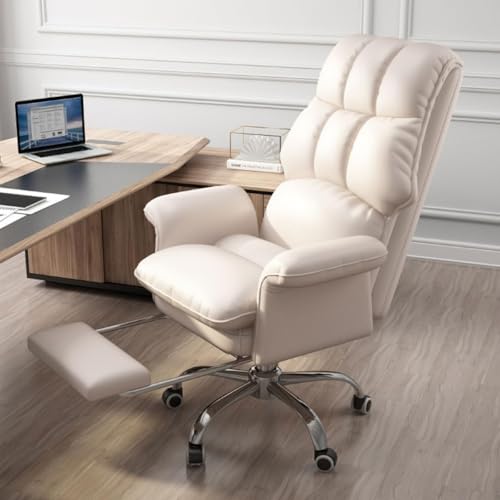 Büro-schreibtischstühle Gaming-Stuhl Stühle Mit Hoher Rückenlehne Für Das Wohnzimmer Drehstuhl Mit Rädern Computerstuhl Ergonomischer Hebesitz Sessel Lendenwirbelstütze, Beige/B von Generic