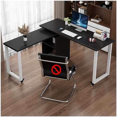 Büroschreibtisch Schreibtisch Computerschreibtisch L Shaped Desk Gaming Tisch Eckschreibtisch Büro-Möbel Arbeitsplatz Executive-Schreibtisch for Home Office Zu Hause(Black,Large) von Generic