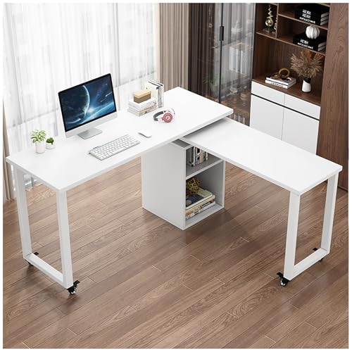 Büroschreibtisch Schreibtisch Computerschreibtisch L Shaped Desk Gaming Tisch Eckschreibtisch Büro-Möbel Arbeitsplatz Executive-Schreibtisch for Home Office Zu Hause(White,Large) von Generic