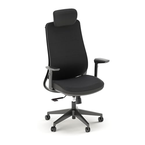 Bürostuhl, Buro Stuhl Bequem mit Verstellbarer Kopfstütze und Armlehne, Drehstuhl für Zuhause, Büro, Arbeitszimmer, Wohnheim(Black) von Generic