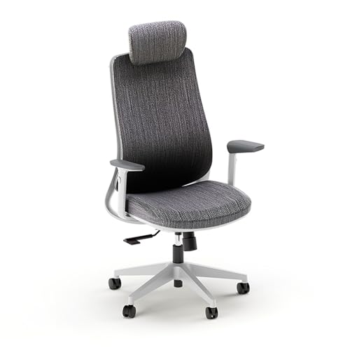 Bürostuhl, Buro Stuhl Bequem mit Verstellbarer Kopfstütze und Armlehne, Drehstuhl für Zuhause, Büro, Arbeitszimmer, Wohnheim(Gray) von Generic