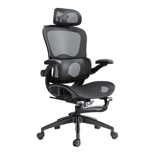 Bürostuhl, Office Chair Ergonomic mit Lordosenstütze und Verstellbarer Kopfstütze, 140° Neigung, Umkehrbare Armlehnen, Geeignet für Spielzimmer und den Heimgebrauch(Black) von Generic