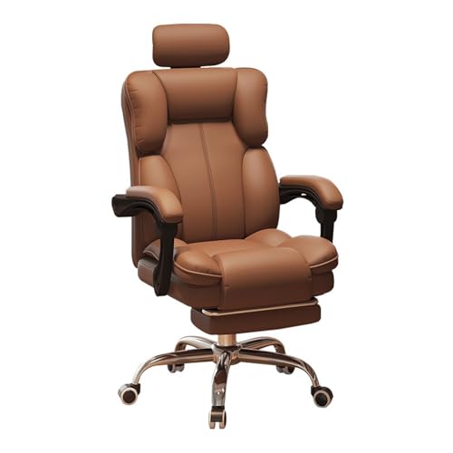 Bürostuhl, Office Chair Ergonomic mit Verstellbarer Kopfstütze und Fußstütze, Rückenlehne um 140° Verstellbar für Konferenzen, Geschäfte, Wohnheime(Brown) von Generic