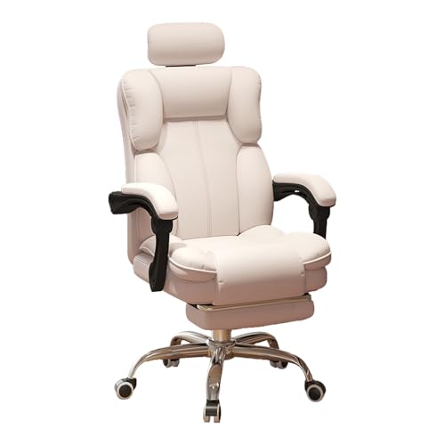 Bürostuhl, Office Chair Ergonomic mit Verstellbarer Kopfstütze und Fußstütze, Rückenlehne um 140° Verstellbar für Konferenzen, Geschäfte, Wohnheime(White) von Generic