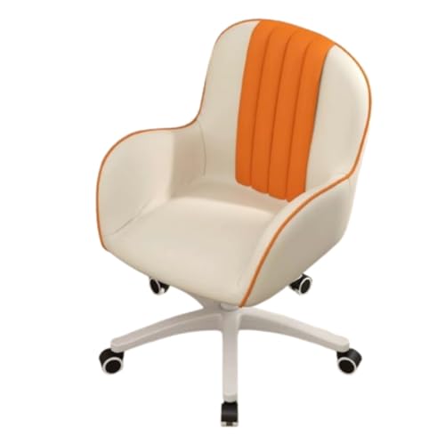 Bürostuhl, ergonomischer Drehstuhl mit höhenverstellbarer Armlehne und gepolsterter mittelhoher Rückenlehne, cremefarben, Chefsessel für zu Hause von Generic