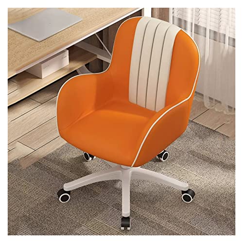 Bürostuhl, ergonomischer Drehstuhl mit höhenverstellbarer Armlehne und gepolsterter mittelhoher Rückenlehne, orangefarbener Chefsessel für zu Hause von Generic