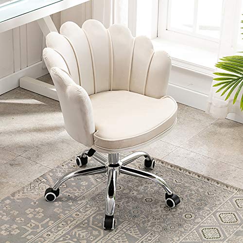 Bürostuhl, modern, ergonomisch, mit mittlerer Rückenlehne, drehbar, für Gaming und Computer, höhenverstellbar, Samt-Empfangsstuhl für Schlafzimmer und Wohnzimmer, Elegantes Design für Damen von Generic