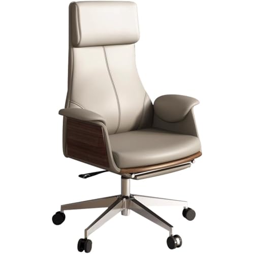 Bürostuhl Aus Leder Mit Hoher Rückenlehne – 360° Drehbar, Robuster Computerstuhl Mit Schwammfüllung, Einweihungsgeschenk(Gray Color) von Generic