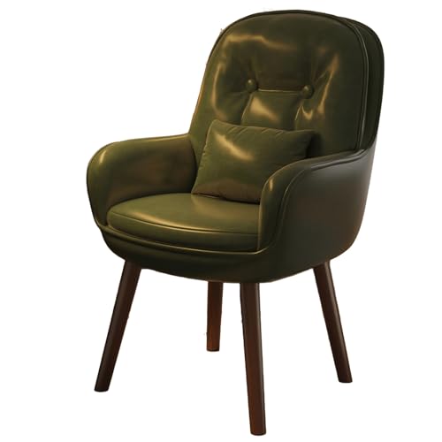 Bürostuhl Ergonomisch Schlafzimmer Latex Ölwachsleder Computerstuhl Doppellagige Sitz- und Rückenlehne Massivholzbeine 360° Drehbar Schreibtischstuhl für Wohnzimmer, Balkon, Schlafzimmer(Green) von Generic