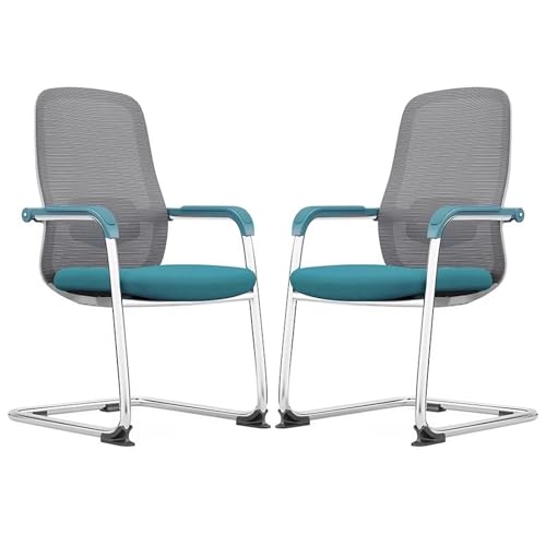 Bürostuhl Ergonomisch Schreibtischstuhl mit Netzrückenlehne Ohne Rollen, 2er-Set, 360° Drehbar Schminkstuhl Drehstuhl, für Empfangskonferenzen, Wartezimmer, 2er-Pack(Blue) von Generic