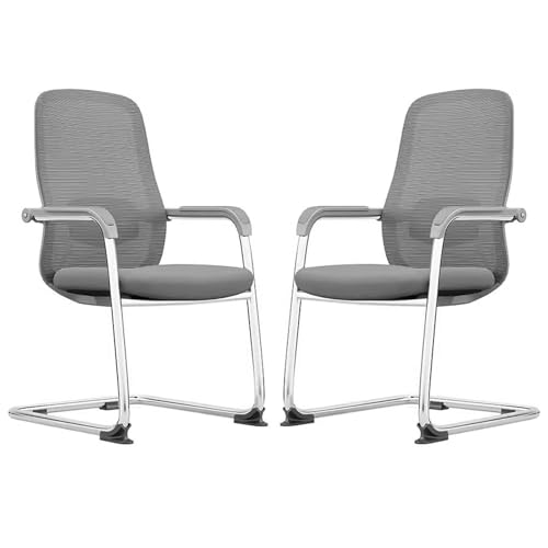 Bürostuhl Ergonomisch Schreibtischstuhl mit Netzrückenlehne Ohne Rollen, 2er-Set, 360° Drehbar Schminkstuhl Drehstuhl, für Empfangskonferenzen, Wartezimmer, 2er-Pack(Gray) von Generic