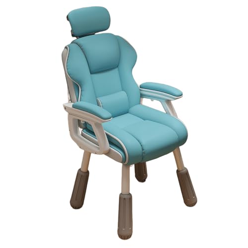 Bürostuhl Ergonomisch Verstellbare Rückenlehne und Kopfstütze PU-Leder Schreibtischsessel 8 cm Höhenverstellbar Verstellbare Armlehnen Lesesessel Bequem für Die Arbeit zu Hause, Studium(Blue) von Generic