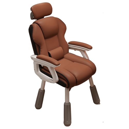 Bürostuhl Ergonomisch Verstellbare Rückenlehne und Kopfstütze PU-Leder Schreibtischsessel 8 cm Höhenverstellbar Verstellbare Armlehnen Lesesessel Bequem für Die Arbeit zu Hause, Studium(Brown) von Generic
