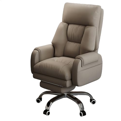 Bürostuhl Ergonomisch mit Fußstütze Cuir Computer-Schreibtischstuhl Rotation 360° Drehbar Rückenlehne und Höhenverstellbar Schreibtischstuhl für Die Arbeit Zu Hause, Studium(Metallic) von Generic