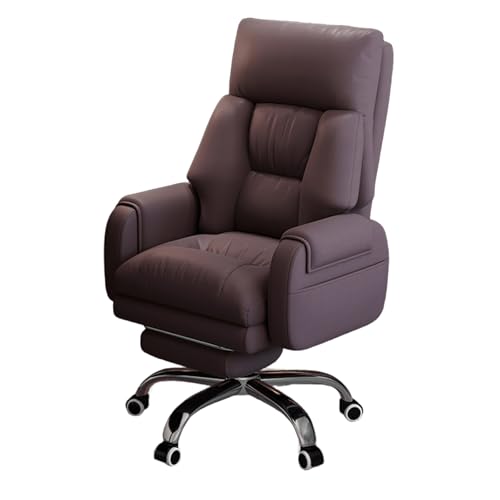 Bürostuhl Ergonomisch mit Fußstütze Cuir Computer-Schreibtischstuhl Rotation 360° Drehbar Rückenlehne und Höhenverstellbar Schreibtischstuhl für Die Arbeit Zu Hause, Studium(Purple) von Generic