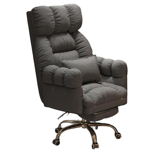 Bürostuhl Ergonomisch mit Rollen Corduroy Schreibtischstuhl 3-Fach Verstellbare Rückenlehne 360° Drehbar und Hochklappbar Computerstuhl mit Fußstütze Fünf-Klauen-Stahlfüße(Gray) von Generic