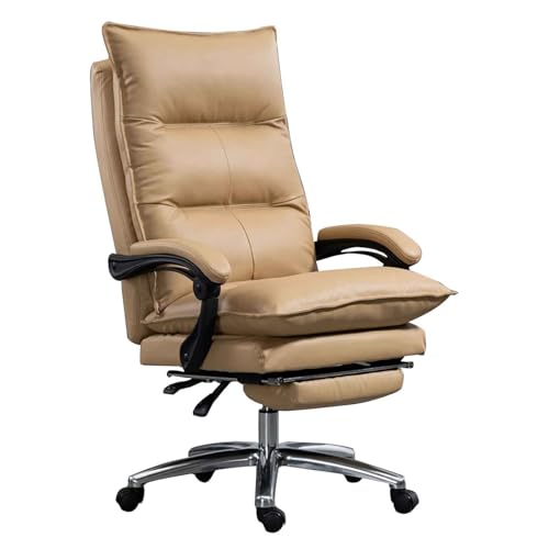 Bürostuhl Ergonomischer Lederstuhl mit einziehbarer Fußstütze Vollständig Verstellbarer Chefsessel mit hoher Rückenlehne Komfortabler Drehstuhl für Chefsessel für Zuhause und von Generic