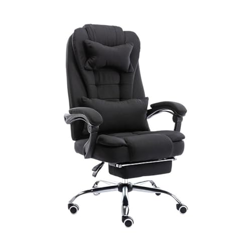 Bürostuhl Executive Modern Fashion Stoff Home Lift Liegestuhl Drehstuhl Ergonomischer Stuhl mit Fußstütze und Armlehnen Computer-Schreibtischstuhl (Schwarz) von Generic
