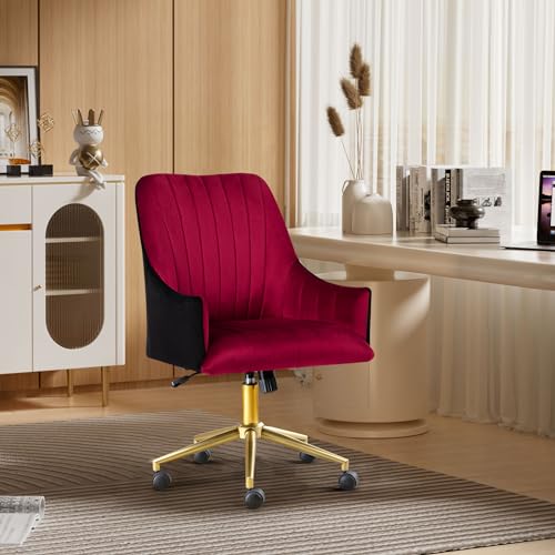Bürostuhl Höhenverstellbar Drehstuhl Samt Bürosessel Schminkstuhl mit Rädern,Sessel Samtstuhl Für Schlafzimmer/Arbeitszimmer von Generic