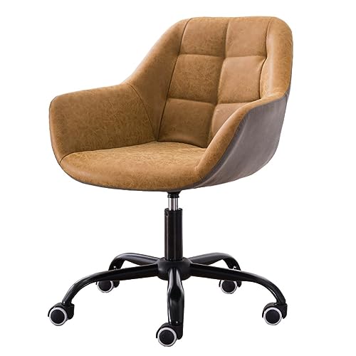 Bürostuhl Mid-Century Leder Drehstuhl - Ergonomischer Chefsessel mit hoher Rückenlehne, höhenverstellbaren Armlehnen und Rollen für Erwachsene - Moderner Komfort und Stil Bürostuhl Mid-Century Leder Drehstuhl - Ergonomischer Chefsessel mit hoher Rückenlehne, höhenverstellbaren Armlehnen und Rollen für Erwachsene - Moderner Komfort und Stil von Generic