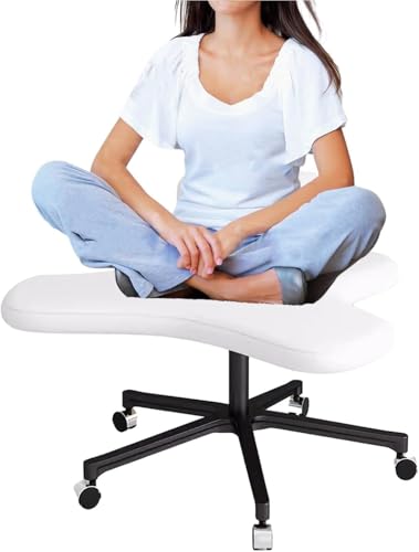 Bürostuhl Mit Gekreuzten Beinen - Bürostuhl Für Yoga-Liebhaber, Höhenverstellbarer Computerhocker, White von Generic