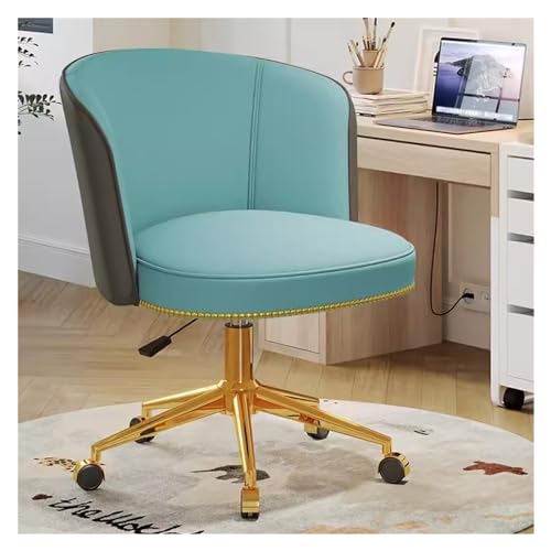 Bürostuhl aus Leder im Mid-Century-Stil mit Rollen – Verstellbarer, drehbarer Schreibtischstuhl mit Rollen, gepolsterter Arbeitsstuhl für Komfort zu Hause, im Arbeitszimmer und im Schlafzimm von Generic