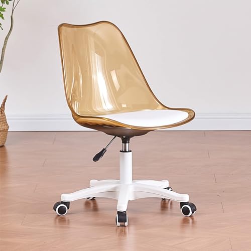 Bürostuhl aus klarem Acryl ohne Armlehnen mit Rollen – 360° drehbar, höhenverstellbarer ergonomischer Schreibtischstuhl für zu Hause, moderner rollender Schminkstuhl, süßes Design von Generic