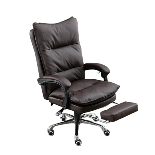 Bürostuhl für Zuhause, Executive Retro-PU-Leder mit Gummirädern, Computer-Schreibtischstuhl, ergonomisch, dreiteilig, hohe Rückenlehne, bequemer Computerstuhl (Dunkelblau) von Generic