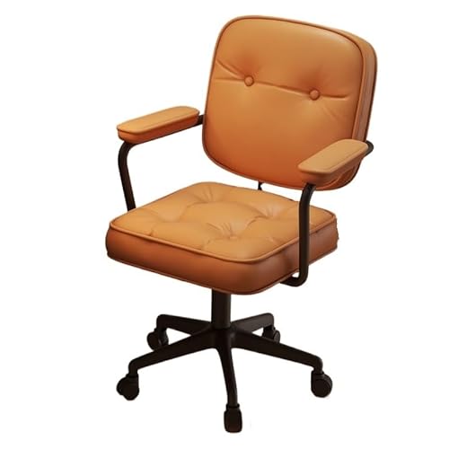 Bürostuhl für Zuhause, Kleiner Computerstuhl aus Kunstleder für das Schlafzimmer, bequemer Hebe-Drehstuhl mit Rollen, bequemer Computerstuhl (Orange) von Generic