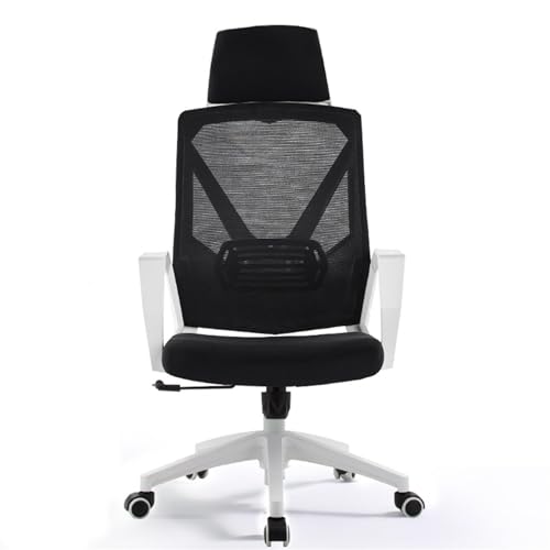 Bürostuhl für Zuhause, bequemer Drehstuhl für Zuhause, Konferenzstuhl aus Netzgewebe mit hoher Rückenlehne, Kissen, Armlehnen und Rädern, ergonomischer Stuhl, bequemer Computerstuhl (schwarz von Generic