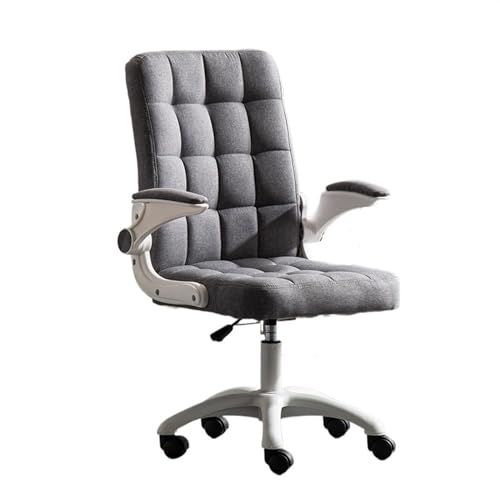 Bürostuhl für Zuhause, mit verstellbaren Armlehnen, weicher und bequemer Stoff-Studierstuhl, mittlere Rückenlehne, Drehsitz, bequemer Computerstuhl (Gris) von Generic