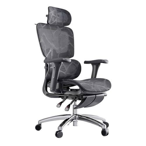 Bürostuhl mit Fußstütze, Ergonomischer Gaming Stuhl, Verstellbare Lordosenstütze und 4D-Klapparme, für Zuhause, Lange Schreibtischarbeit(Black) von Generic