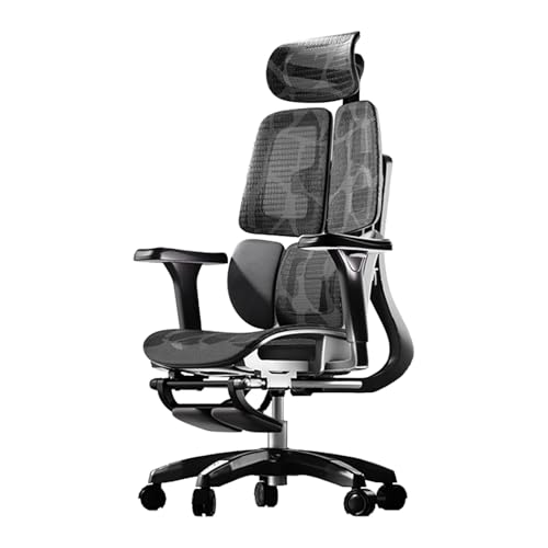 Bürostuhl mit Pedalen, Ergonomischer Schreibtischstuhl mit 3-Zonen-Lendenwirbelstütze, Verstellbarer Kopfstütze und Armlehnen, Drehbar, für Zuhause, Büro, Wohnheim(Black) von Generic