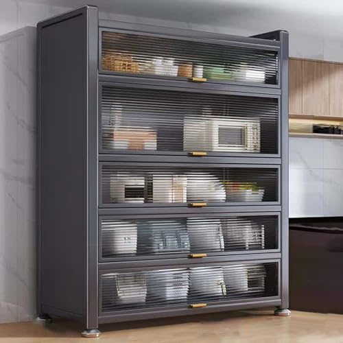 Buffet Schrank, Kaffeebar mit Stauraum, Acryl-Schranktür, 600kg Tragkraft, zur Aufbewahrung von Mikrowellenherden, Brotbackautomaten, Backöfen und Küchenutensilien von Generic
