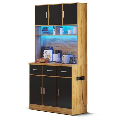Buffet mit LED-Beleuchtung mit Fernbedienung Sideboard mit Schubladen verstellbaren Einlegeböden Kabelführungslöchern und Steckdosen Küchenschrank für Esszimmer Schwarz Buffet mit LED-Beleuchtung mit Fernbedienung Sideboard mit Schubladen verstellbaren Einlegeböden Kabelführungslöchern und Steckdosen Küchenschrank für Esszimmer Schwarz von Generic