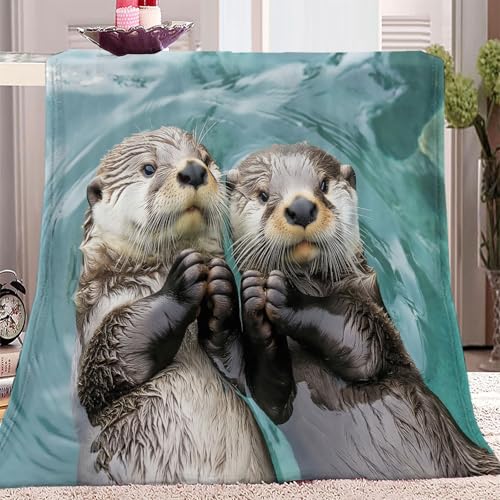 Bunt Sherpa-Decke Für Teenager Erwachsene Süßer Otter Decken Bedruckt Throw 200 x 220 cm Ultra weich Fuzzy Plüsch Leichtgewicht Decke von Generic