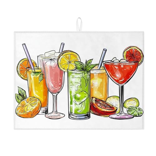 Bunte Abtropfmatten für Küchentheke, tropisches Getränkemuster, saugfähiges Abtropfgestell, Sommer-Mikrofaser-Trockenunterlage für Küche, Theke, Barschutz, 45,7 x 61 cm Bunte Abtropfmatten für Küchentheke, tropisches Getränkemuster, saugfähiges Abtropfgestell, Sommer-Mikrofaser-Trockenunterlage für Küche, Theke, Barschutz, 45,7 x 61 cm von Generic