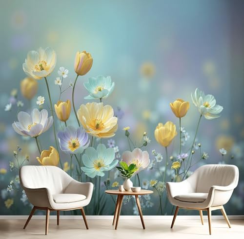 Bunte Blumen Tapete, Fototapeten 450X315Cm Für Wohnzimmer Schlafzimmer Flur Seidenstoff Tapete Wandtapete, Raffiniert Elegant Wandtapete Blau Bunte Blumen Tapete, Fototapeten 450X315Cm Für Wohnzimmer Schlafzimmer Flur Seidenstoff Tapete Wandtapete, Raffiniert Elegant Wandtapete Blau von Generic