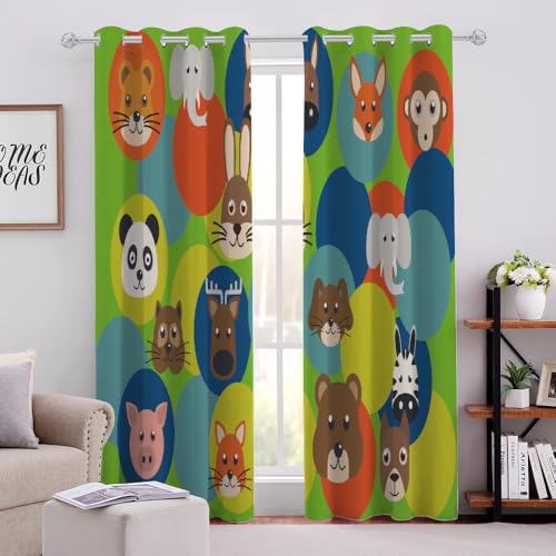 Bunte Cartoon-Tiere Verdunklungsvorhänge H175 X B140cm Abstrakte Kunst Thermovorhang Hitzeschutz Vorhang Blickdicht mit Ösen Gardinenschals mit Schlaufen 2er Pack Bunte Cartoon-Tiere Verdunklungsvorhänge H175 X B140cm Abstrakte Kunst Thermovorhang Hitzeschutz Vorhang Blickdicht mit Ösen Gardinenschals mit Schlaufen 2er Pack von Generic