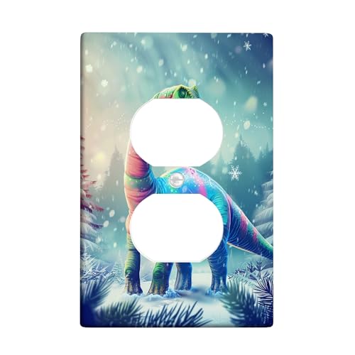 Bunte Dinosaurier-Lichtschalter-Abdeckplatten/Steckdosenabdeckungen, Winterwunderland-Thema für Kinderzimmer, thermoplastische Wandplatten, Standardgröße, Einzel-Duplex-Steckdose Bunte Dinosaurier-Lichtschalter-Abdeckplatten/Steckdosenabdeckungen, Winterwunderland-Thema für Kinderzimmer, thermoplastische Wandplatten, Standardgröße, Einzel-Duplex-Steckdose von Generic