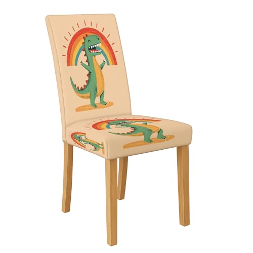 Bunte Dinosaurier-Stuhlhussen für Esszimmerstühle, dehnbar und waschbar, Spandex-Sitzschoner, lustige dekorative Schonbezüge für Kinderzimmer, 1 Stück Bunte Dinosaurier-Stuhlhussen für Esszimmerstühle, dehnbar und waschbar, Spandex-Sitzschoner, lustige dekorative Schonbezüge für Kinderzimmer, 1 Stück von Generic