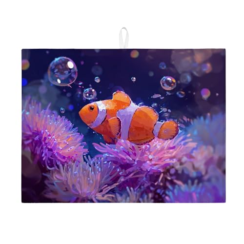 Bunte Fisch-Abtropfmatten für Küchentheke, Ocean Life saugfähiges Abtropfgestell, künstlerische Mikrofaser-Abtropfmatte für Küche, Barschutz, 45,7 x 61 cm Bunte Fisch-Abtropfmatten für Küchentheke, Ocean Life saugfähiges Abtropfgestell, künstlerische Mikrofaser-Abtropfmatte für Küche, Barschutz, 45,7 x 61 cm von Generic