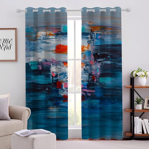 Bunte Graffiti Mit Federzeichnung Verdunklungsvorhänge H138 X B117cm Moderne Abstrakte Malerei Thermovorhang Hitzeschutz Vorhang Blickdicht mit Ösen Gardinenschals mit Schlaufen 2er Pack von Generic