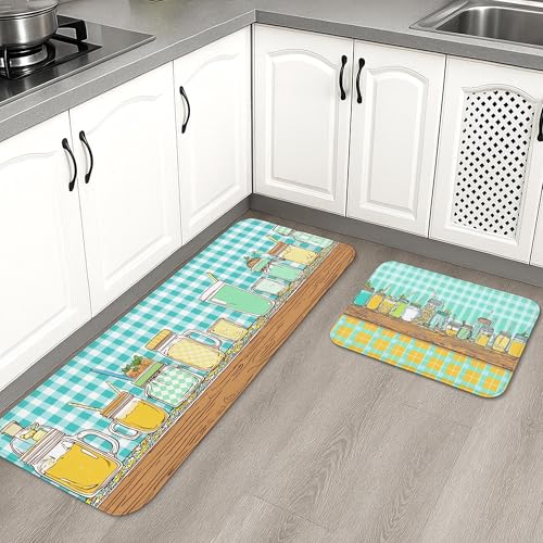 Bunte Küchenmatten für den Boden, Vintage-Obstgläser, gemustert, rutschfest, gepolstert, Komfort-Teppich für Küche, Waschbecken, Waschküche, Badezimmer, 40,6 x 61 cm Bunte Küchenmatten für den Boden, Vintage-Obstgläser, gemustert, rutschfest, gepolstert, Komfort-Teppich für Küche, Waschbecken, Waschküche, Badezimmer, 40,6 x 61 cm von Generic