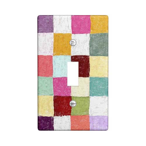 Bunte Mosaik-Lichtschalter-Abdeckplatten/Steckdosenabdeckungen, lebendiges Patchwork für Heimdekoration, thermoplastische Wandplatten, Standardgröße, Einzelknebel Bunte Mosaik-Lichtschalter-Abdeckplatten/Steckdosenabdeckungen, lebendiges Patchwork für Heimdekoration, thermoplastische Wandplatten, Standardgröße, Einzelknebel von Generic