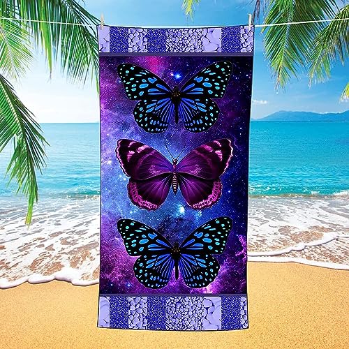 Bunter Schöner Schmetterling Strandtuch – 100 X 200 cm, 3D Drucken Pool Badetuch Für Kinder, 100% Polyester Frottee Weich Hautfreundlich Saugfähig Reisedusche Schwimmen Camping Handtuch von Generic