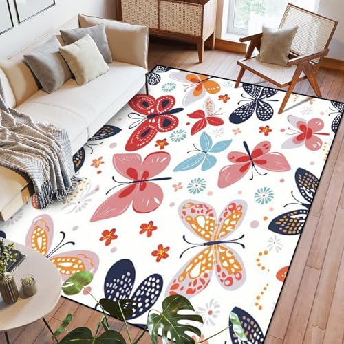 Bunter Tierschmetterling -Druck 3D-Teppich Für Wohnzimmer, Flanellteppich, 180 X 280 cm Schlafzimmerteppich, Badematte, Heim, Moderne Für Küche Flur Esszimmer Eingangsbereich /9008607042353 von Generic