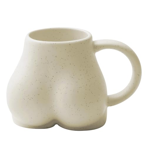 Butt Tasse 300 ml Kaffeetasse mit Griff Butt Trinkbecher Lustiger Becher Roman Keramik Becher Kaffeetasse für Tee Milchgetränk Geburtstagsgeschenk, Beige gelb von Generic